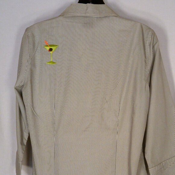 Majestic Martini Button Up Shirt Set Womens S Blue White Striped 2pc Preppy Top - Picture 6 of 10